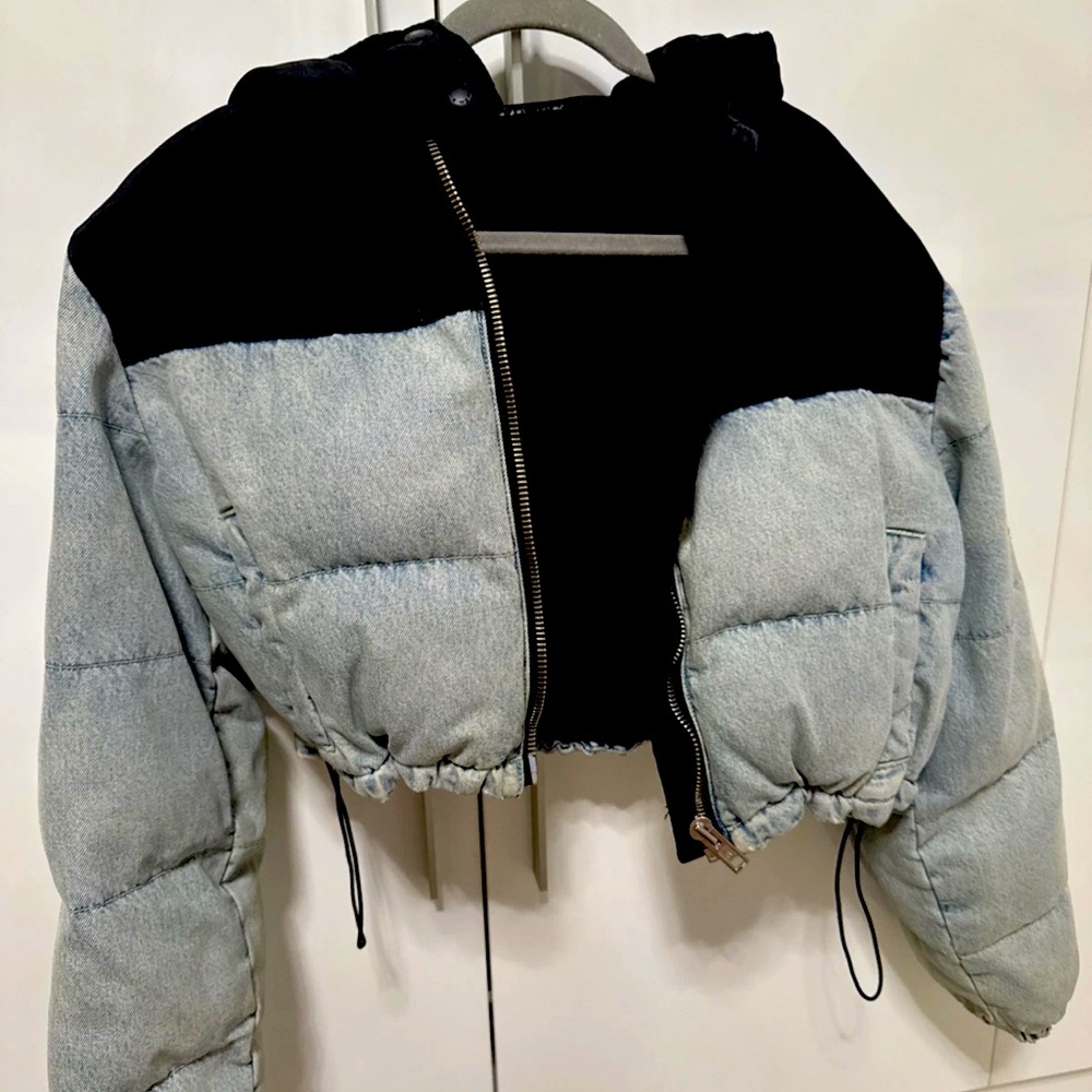 Alexander Wang Black and Gray Denim Jacket